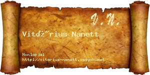 Vitárius Nanett névjegykártya